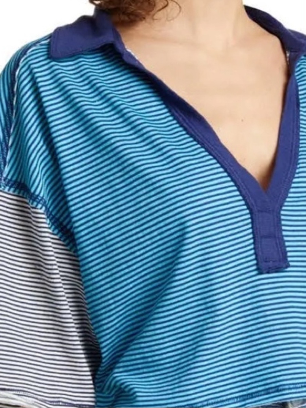 Free People ON A BOAT BOXY POLO TOP SIZE LARGE - Picture 9 of 15